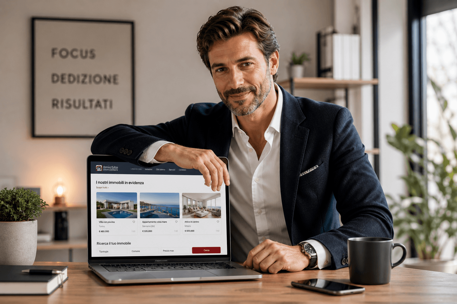 Anteprima del sito immobiliare su laptop